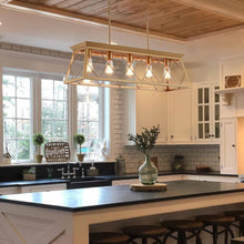 Load image into Gallery viewer, Adjustable 5-Light Gold Farmhouse Chandelier for Living Room and Dining Areas