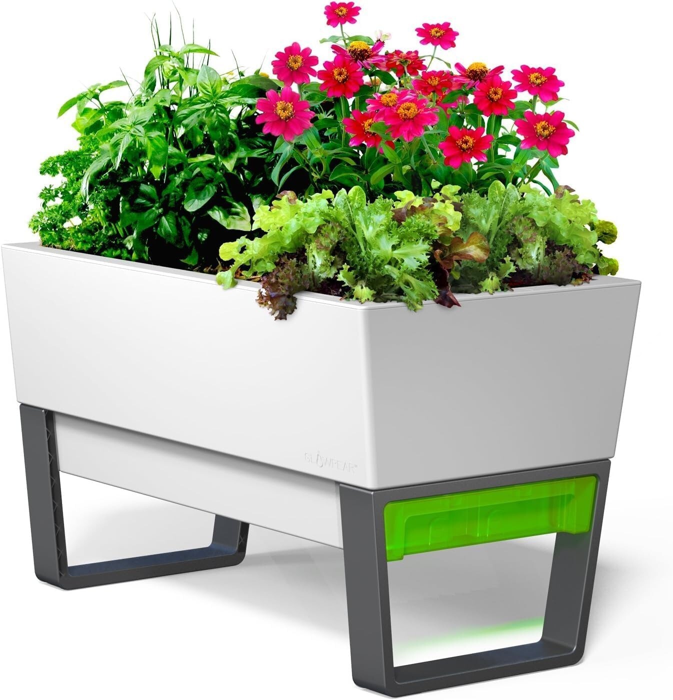 Elegant 29.5” Self-Watering Planter with Clip-on Drip Tray - Indoor/Outdoor Use