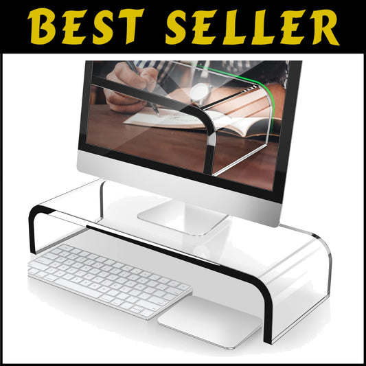 Crystal Clear Acrylic Monitor Riser - Supports Up to 50 Lbs, Multi-Purpose Use
