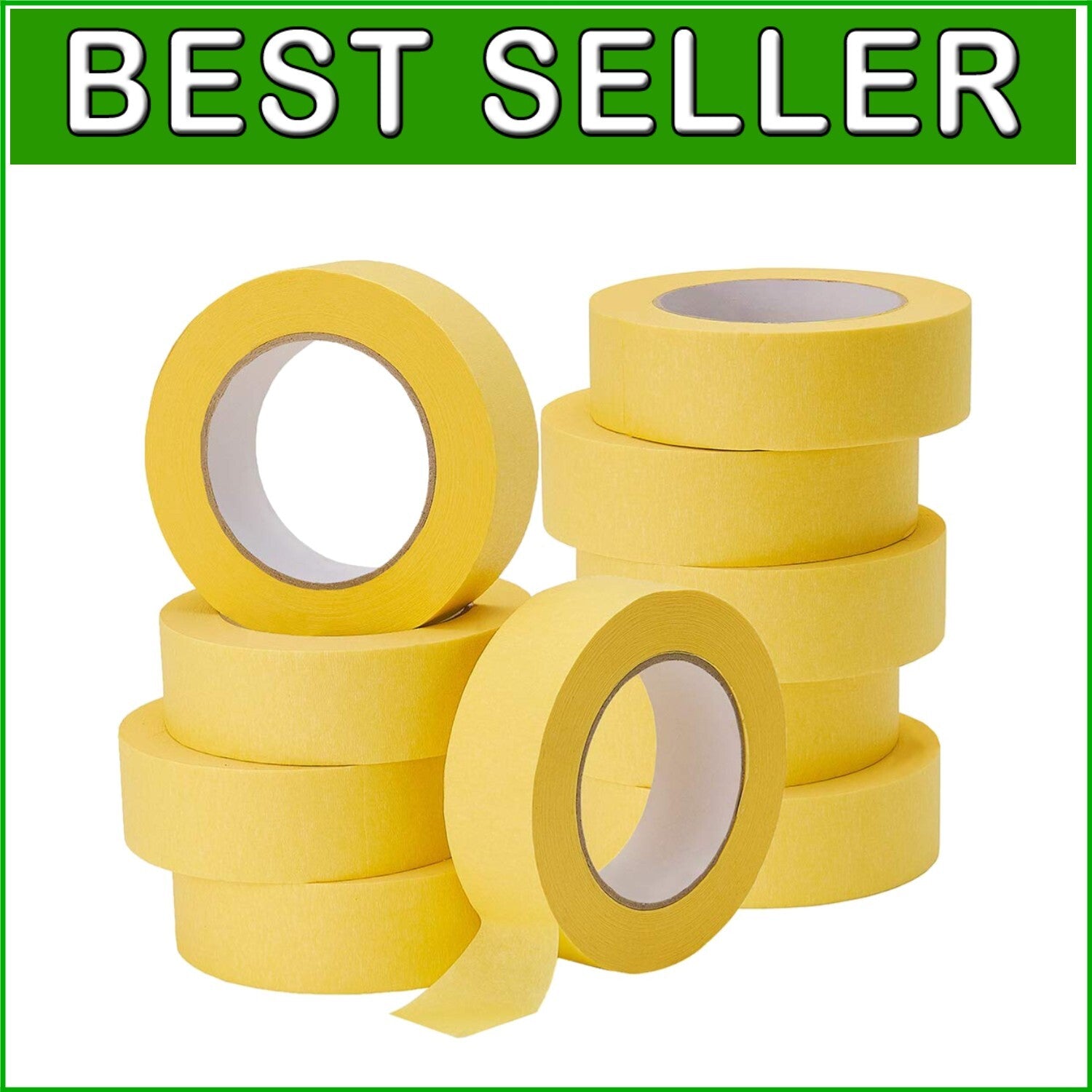 Flexible Yellow Masking Tape for Automotive Use - 10-Pack, Easy Tear Design