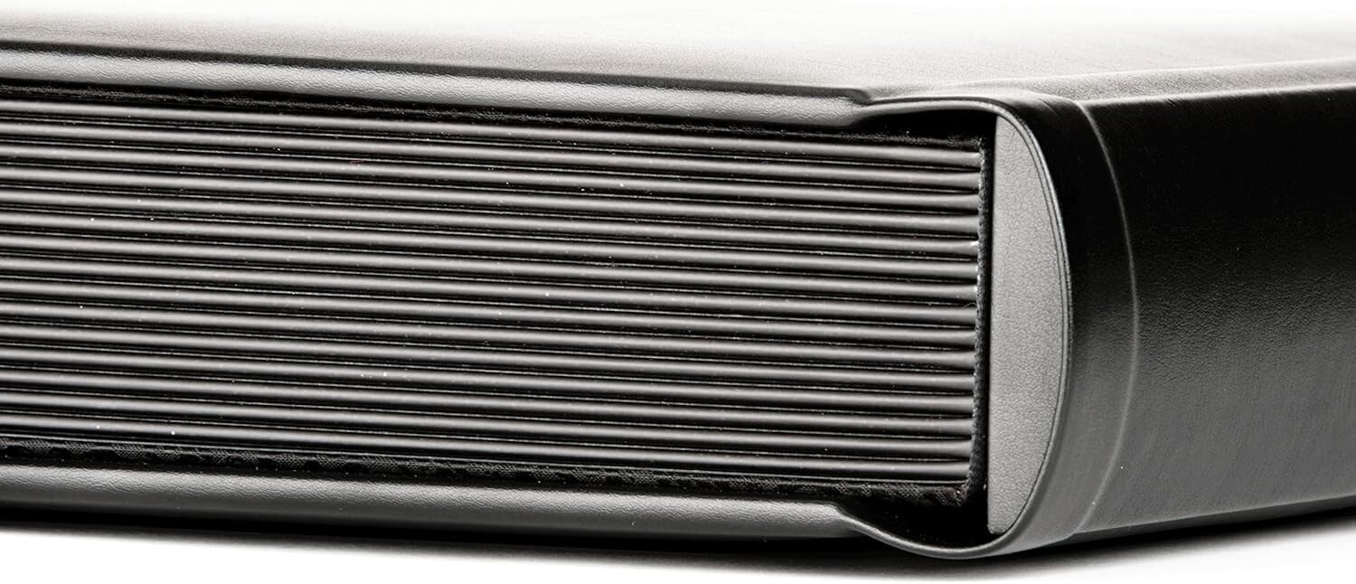 Black Leatherette Bound Photo Album for Family Milestones - 30 Photos, 15 Pages