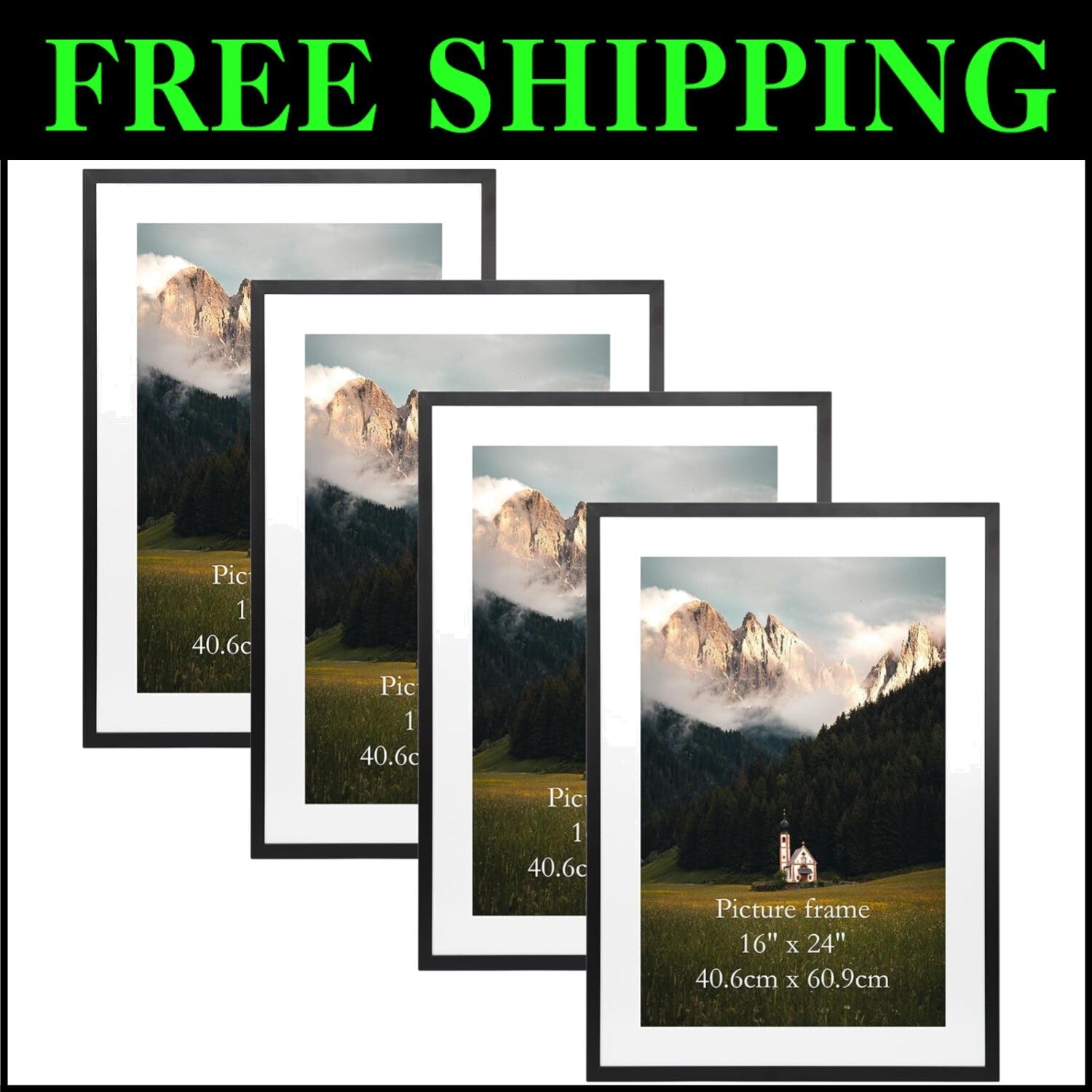 Transform Your Space - Set of 4 20x28 Picture Frames with Mats for Art Display