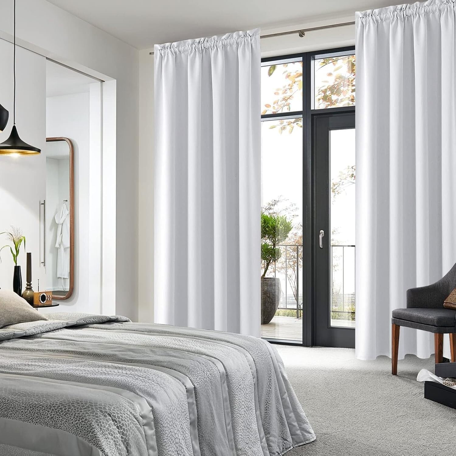 Modern White Curtains for Living Room - Thermal Insulated & Noise Reducing