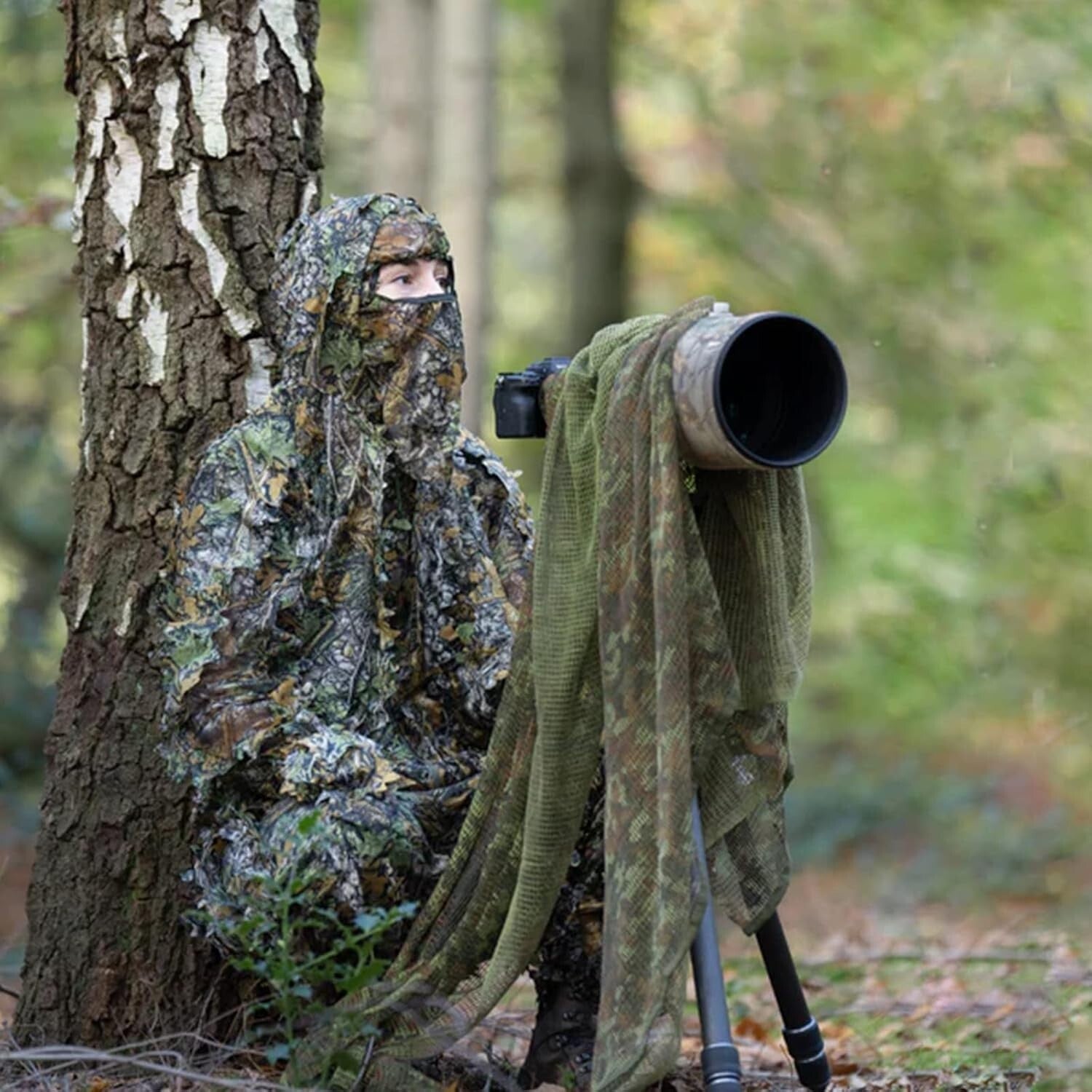 5-in-1 3D Leafy Ghillie Suit for Hunting & Outdoor Activities - Unisex Sizes