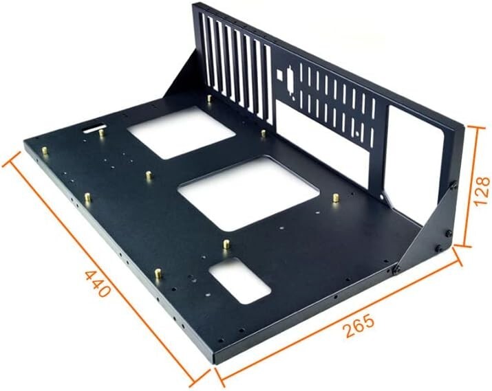 Black Metal Open Chassis PC Case with 7 Expansion Slots and USB Connectivity