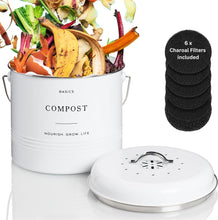 Load image into Gallery viewer, Sleek 1.3 Gallon Indoor Compost Pail with Lid – Eco-Friendly Kitchen Solution