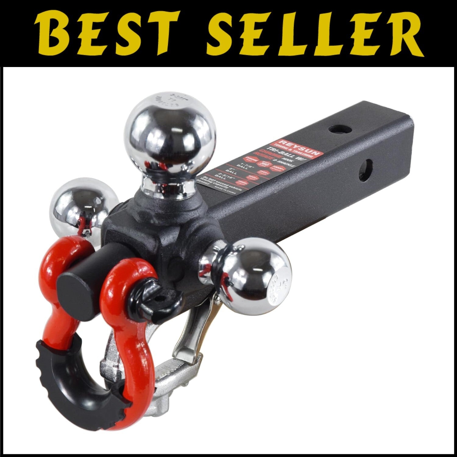 Rotatable Tow Shackle Tri-Ball Hitch - Heavy-Duty with 2" Receiver Compatibility
