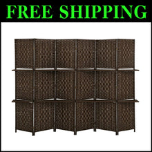 Load image into Gallery viewer, Versatile 6 Panel Wood Room Divider with Storage Shelves for Stylish Privacy