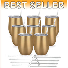 Load image into Gallery viewer, Luxury 8-Pack Gold Stainless Steel Wine Tumblers - Perfect for Travel &amp; Weddings