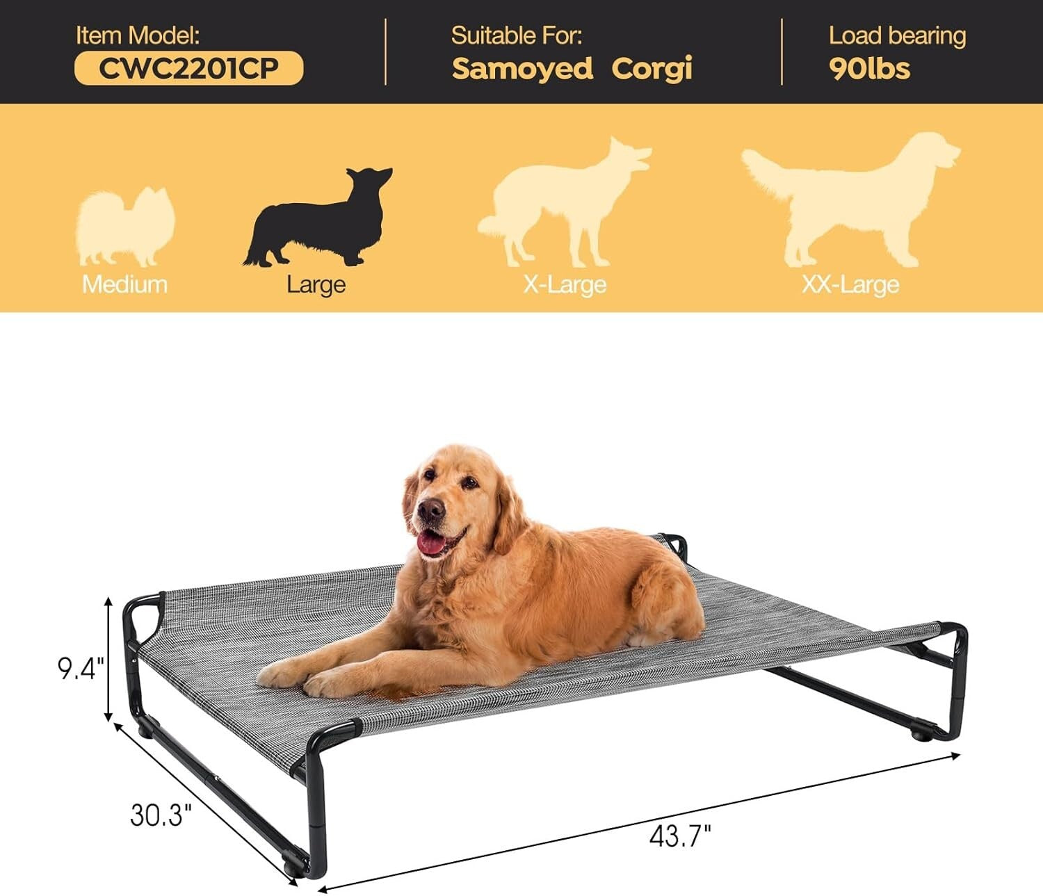 Durable Portable Dog Hammock Bed with Breathable Mesh - Ideal for Large Dogs