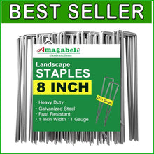 Load image into Gallery viewer, 200 Heavy Gauge 8-Inch Garden Staples - Galvanized Steel for Ultimate Durability