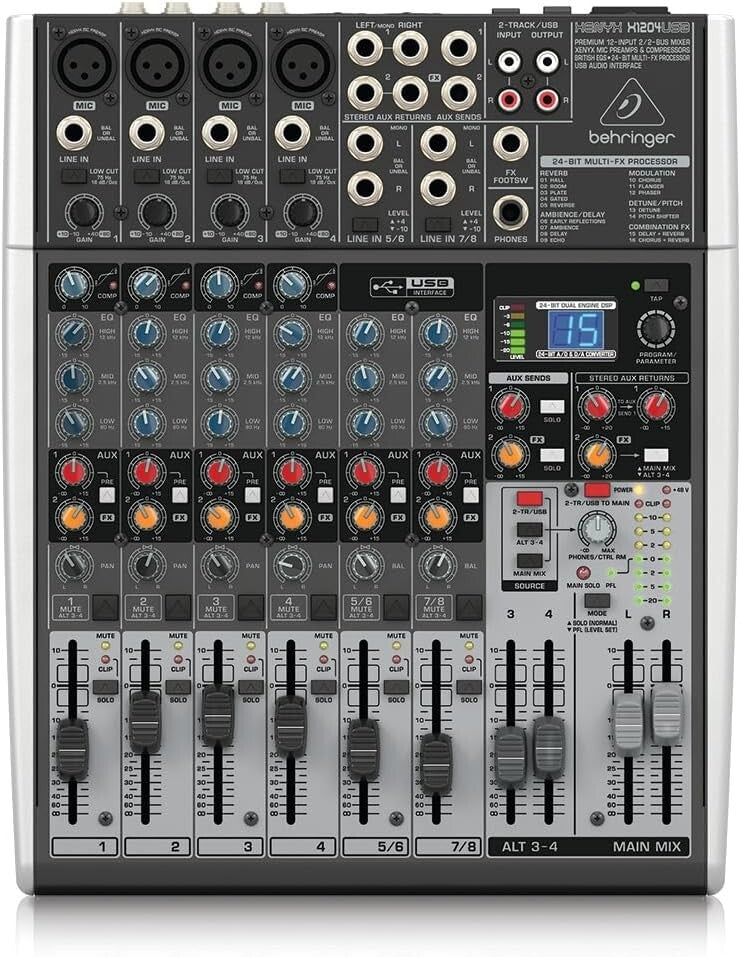 Versatile USB Mixer with 12 Channels, EQ, and Built-in Effects for Musicians