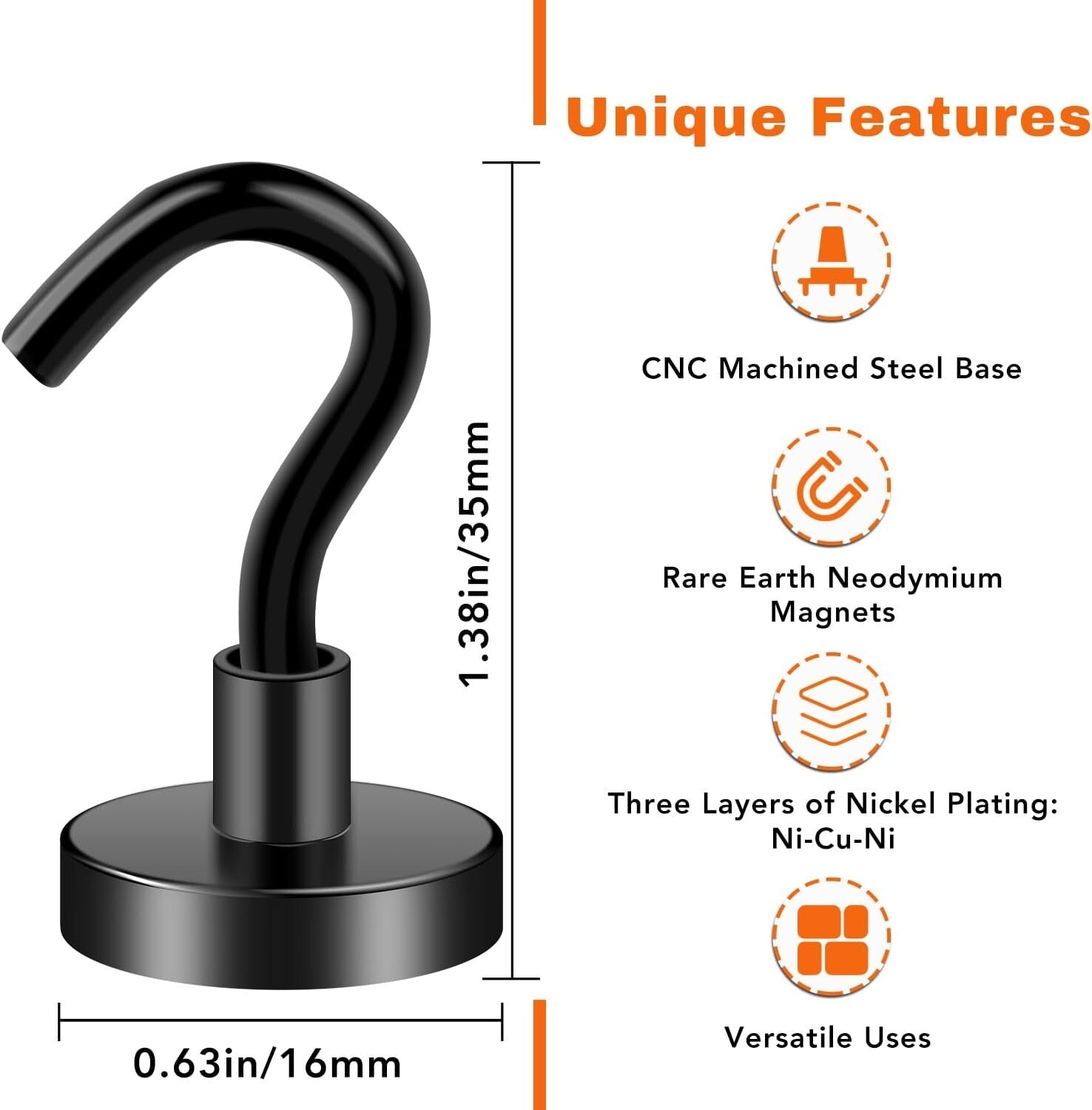 Easy Assemble Magnetic Hooks - 25LB Capacity, Maximize Space with 120 Pieces