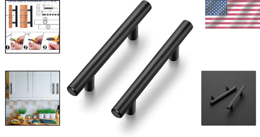 Versatile 6 Inch Matte Black Handles for Cabinets - 30 Piece Stainless Steel Set