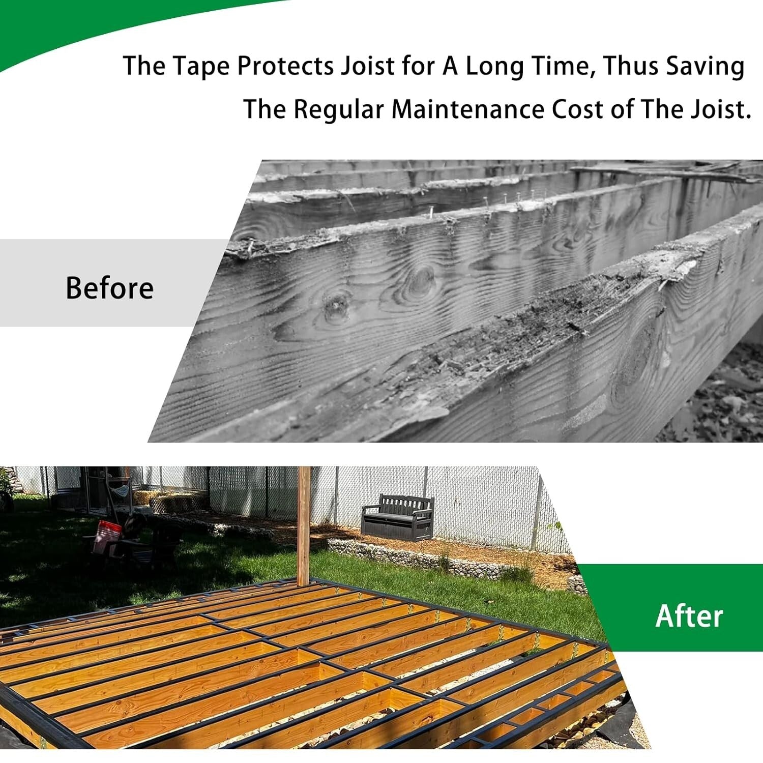 12 Rolls Butyl Deck Joist Tape - Waterproof Self-Adhesive Weather Protection