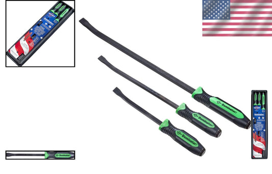 Ergonomic Dominator Curved Pry Bar Set - Green Handles for Maximum Comfort