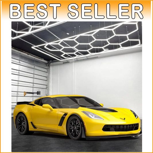 Hexagon 108000LM LED Garage Light with Safe Installation - Ideal for Workshops