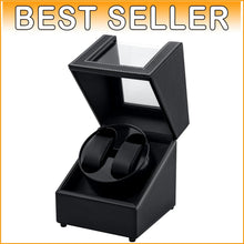Load image into Gallery viewer, Black Elegant Watch Winder Box with Two Rotation Modes - Perfect Gift for Men