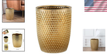 Load image into Gallery viewer, Stylish Open-Top Gold Trash Can - Durable Ceramic Waste Container for Any Room