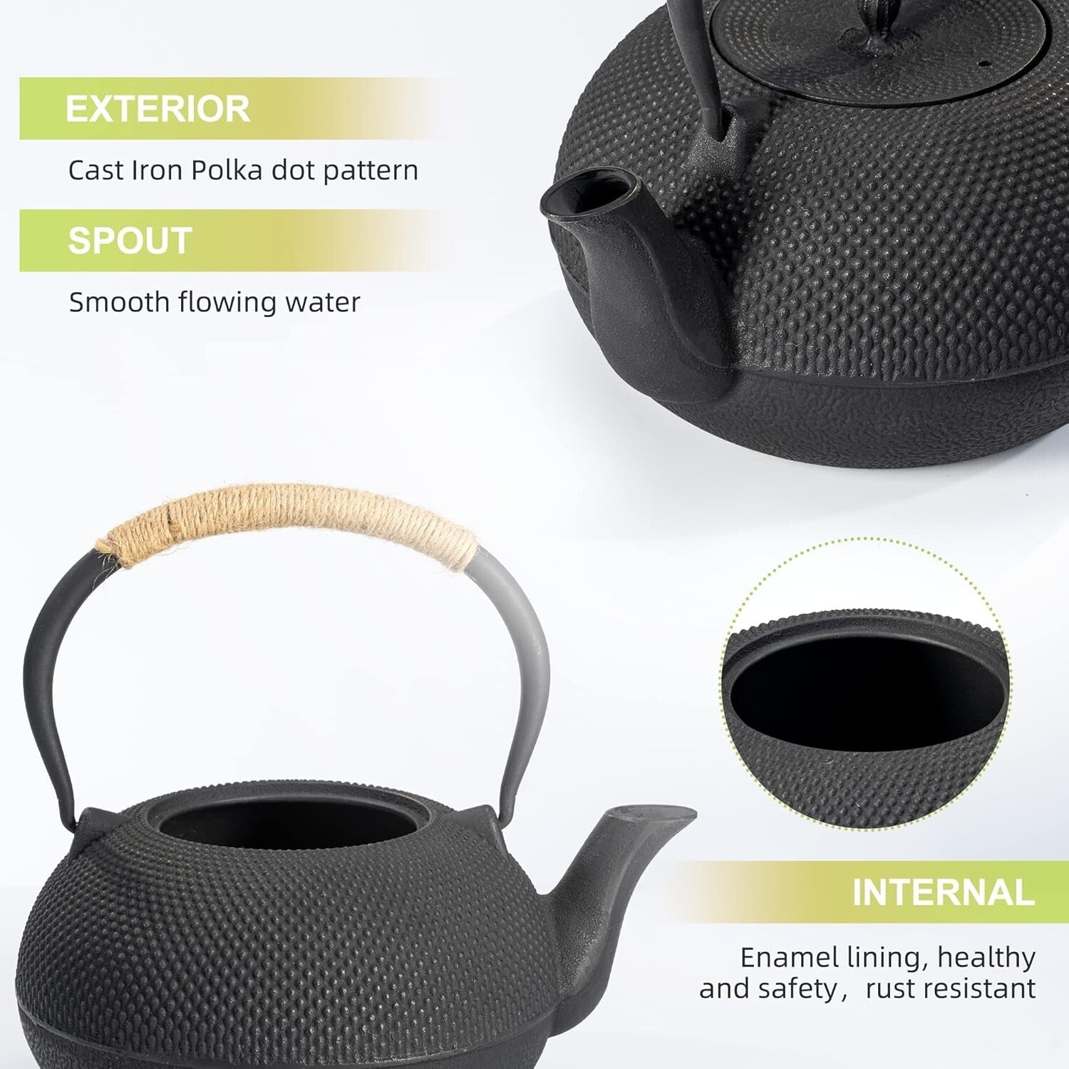 Elegant 60 Oz Cast Iron Japanese Tea Kettle with Premium Infuser - 1.9 Quarts