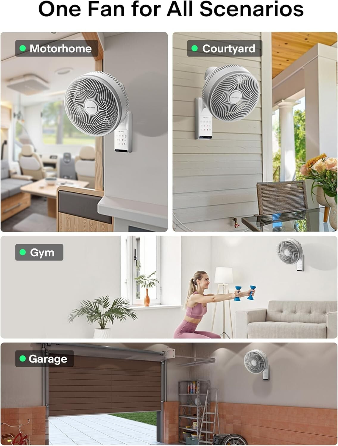 9" Wall Mount Fan with 90° Tilt: Oscillating & Remote-Controlled for All Rooms