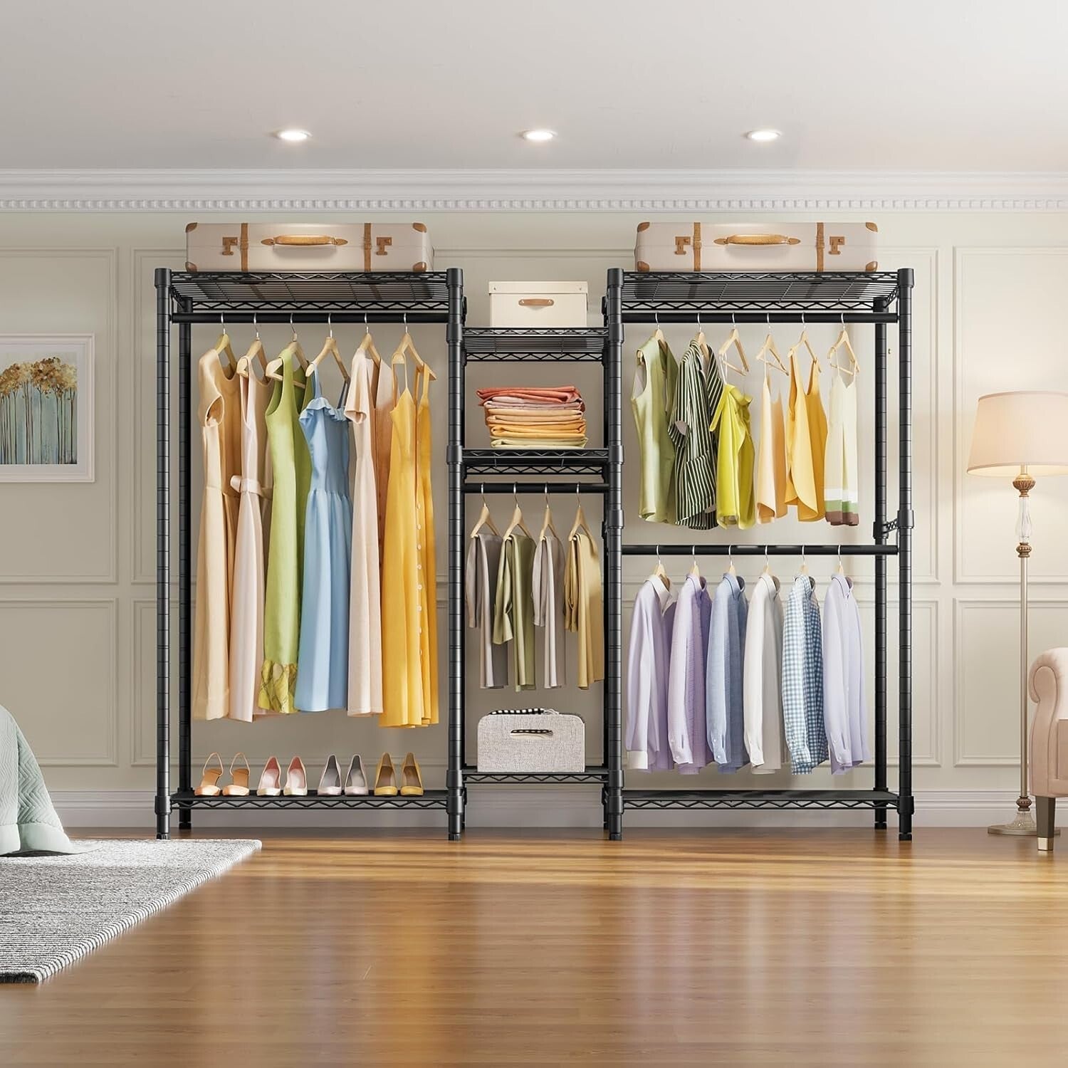 Heavy-Duty Garment Rack: Adjustable 5-Tier Clothes Organizer for Home & Office