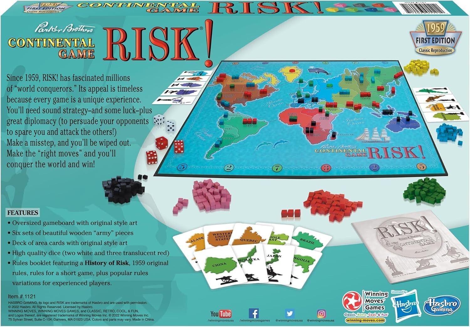 Risk 1959 Classic Reproduction Board Game for World Domination - 2-6 Players