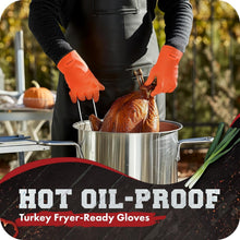 Load image into Gallery viewer, XL Heat Resistant Silicone BBQ Gloves - 12" Grilling Mitts with Recipe Bonuses