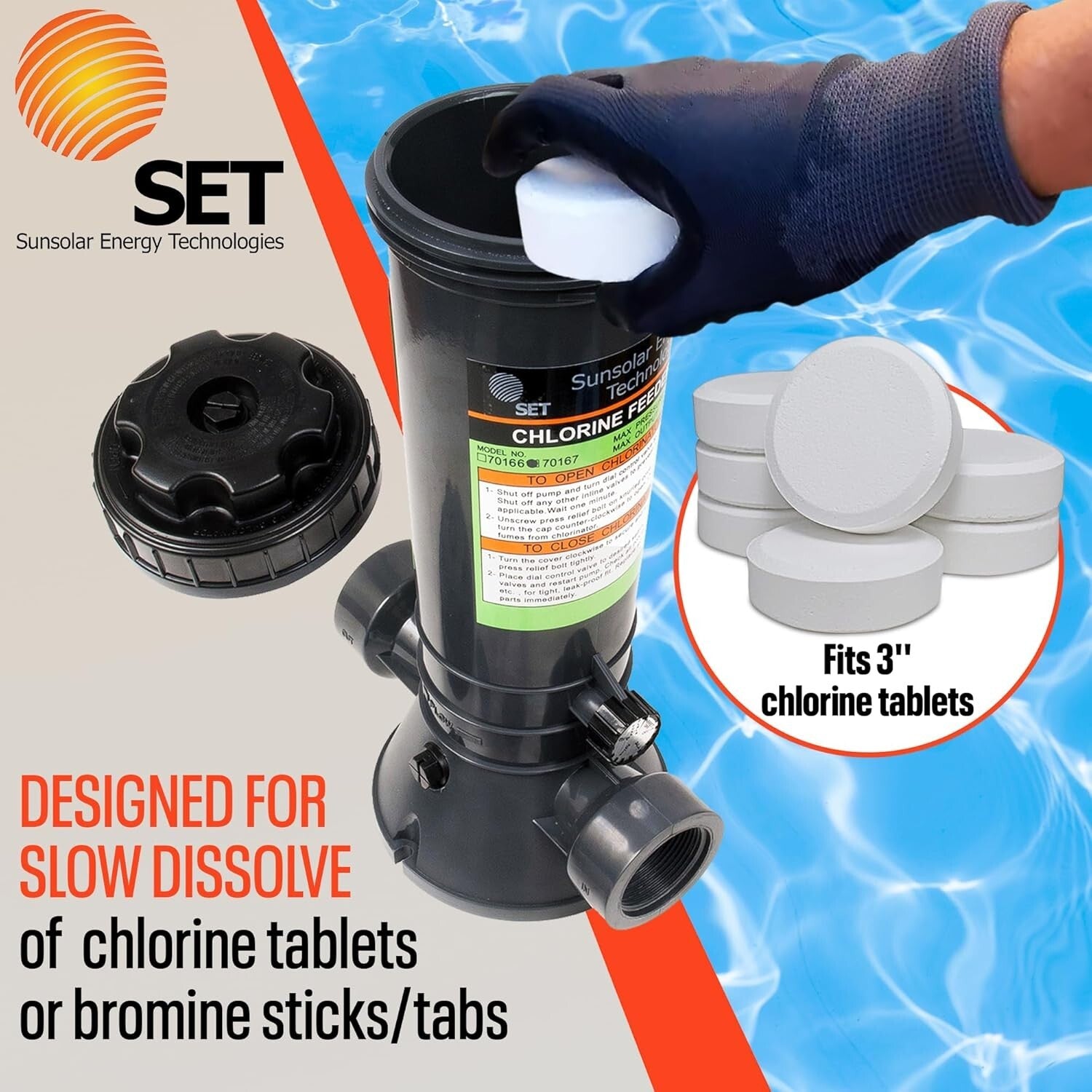 Adjustable Chlorine Dispenser for Easy Pool Maintenance - Fits In-Line Systems