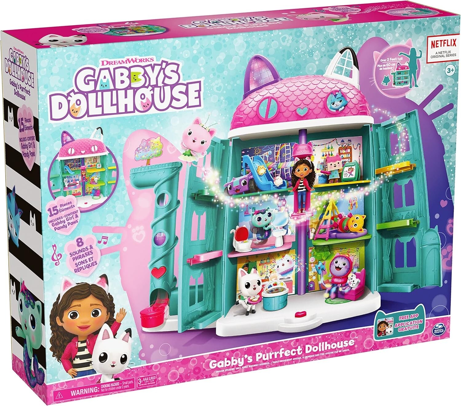 Gabby's Dollhouse - Massive 2ft Playset with Sound Effects & Collectible Figures
