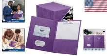 Load image into Gallery viewer, 125-Pack Purple Textured Two-Pocket Folders for School and Office Organization