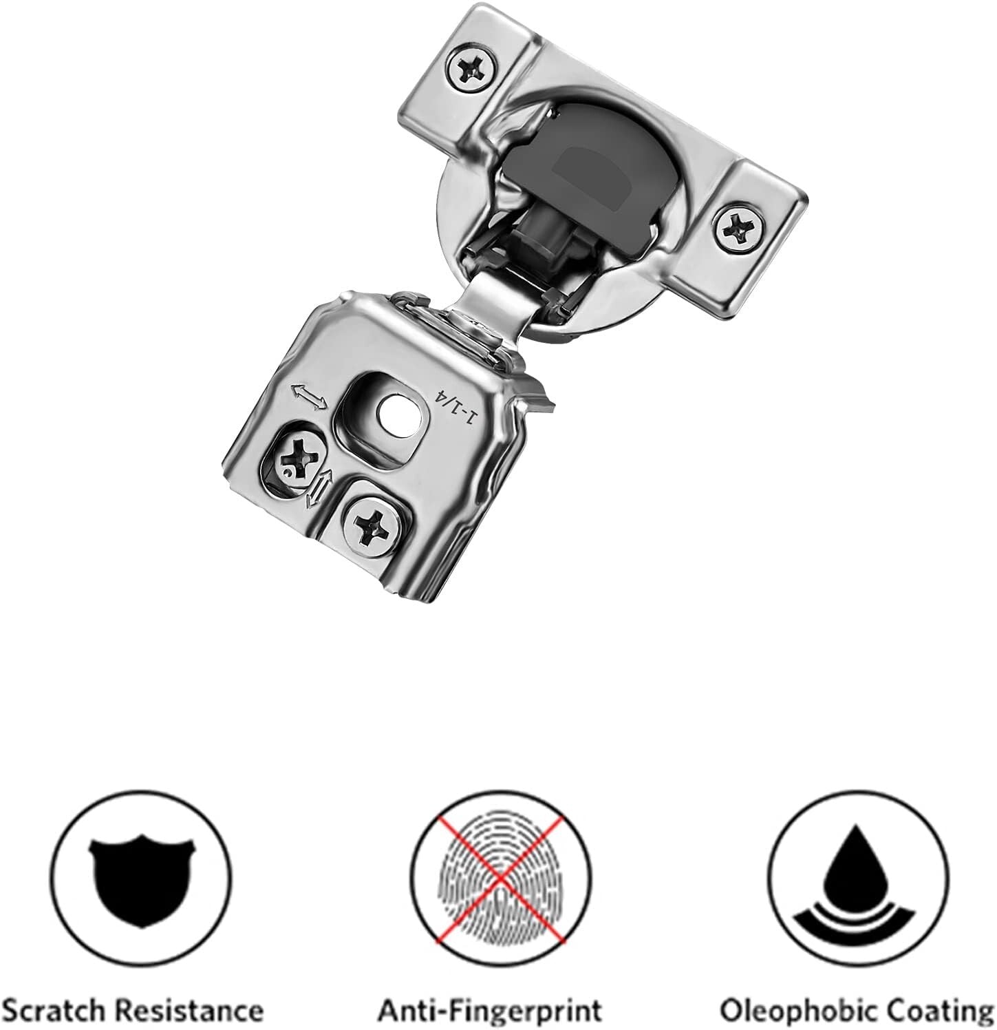 50 Pack of 1-1/4 Inch Soft Close Cabinet Hinges in Satin Nickel - Durable Design