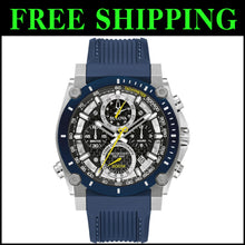 Load image into Gallery viewer, Men’s Stylish Chronograph Watch with Stainless Steel and Blue Silicone Strap