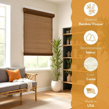 Load image into Gallery viewer, Cordless Bamboo Roman Shades - Semi-Sheer Cocoa Blinds for Stylish Windows