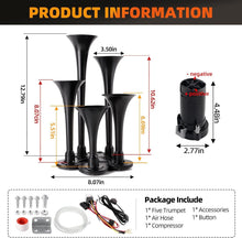 Load image into Gallery viewer, Ultra Loud 150dB Train Horn Kit with Upgraded Chrome Compressor for 12V Vehicles