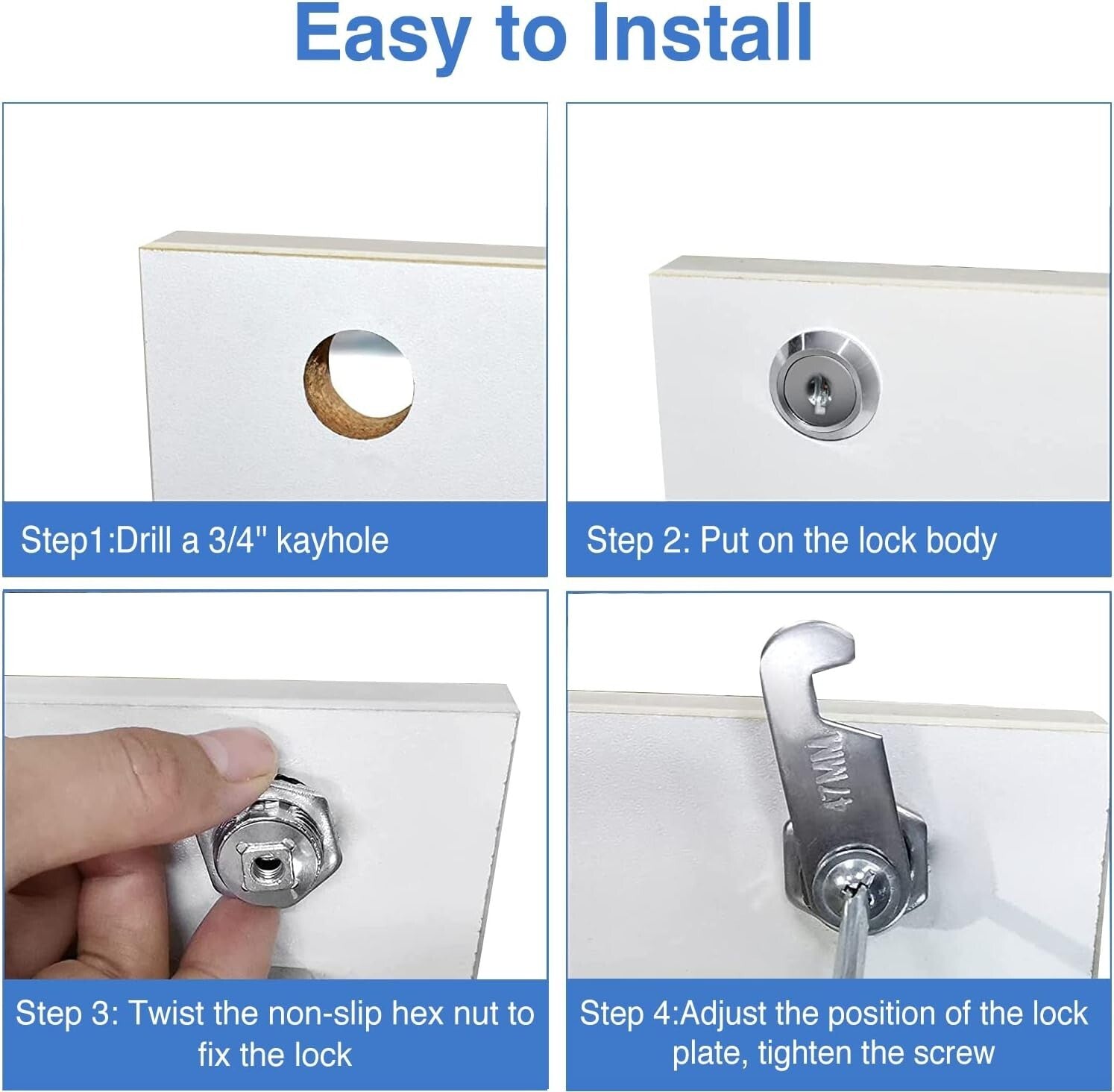 Premium Zinc Alloy Keyed Alike 5/8" Cam Locks - Toolbox & Mailbox Security Set