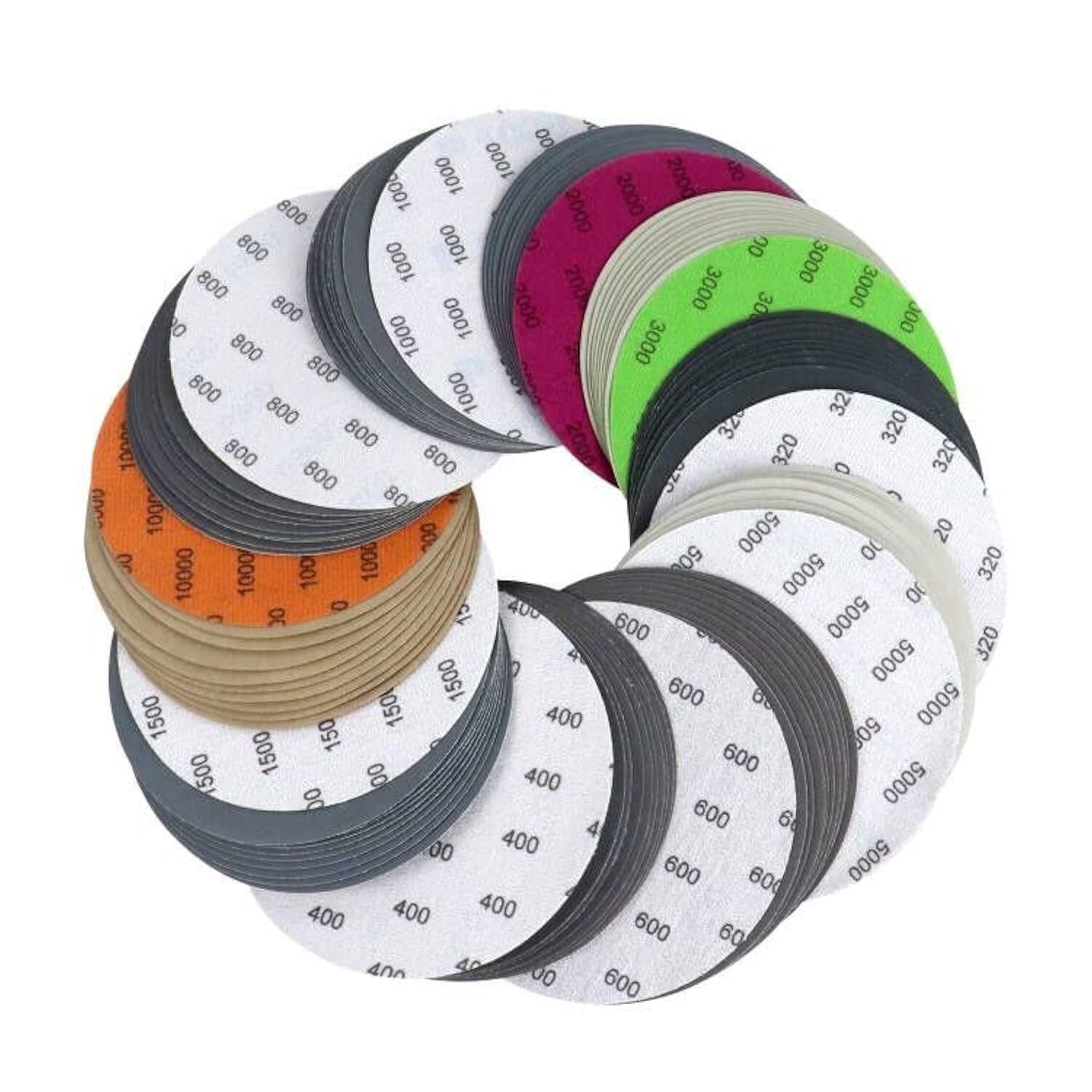 150 Pack Assorted 6-Inch Silicon Carbide Sanding Discs for Wet/Dry Polishing
