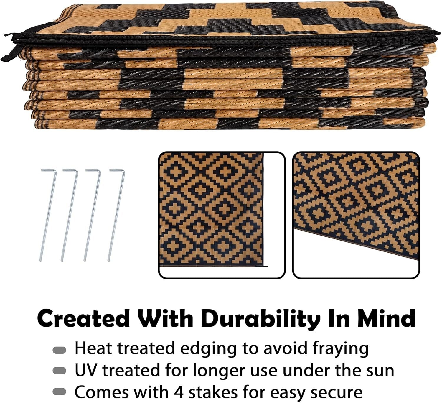 Versatile 9' x 18' Reversible Outdoor Rug - Ideal for Camping, Decks & More