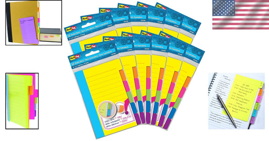 720 Ruled Sticky Notes, Tabbed Lined Notepads - 4" x 6", 12 Assorted Colors