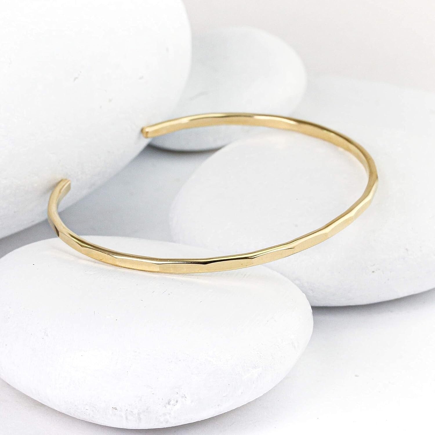Elegant 14K Gold Fill Hammered Cuff Bracelet - Handmade Women's Jewelry