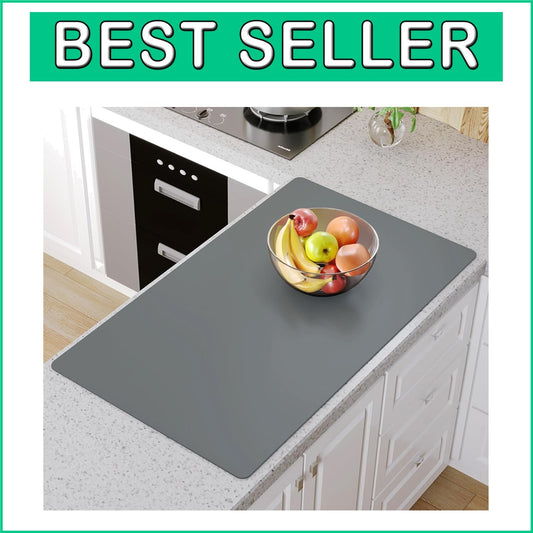 Extra Large 36" Grey Silicone Kitchen Mat - Durable, Dishwasher Safe & Non-Slip