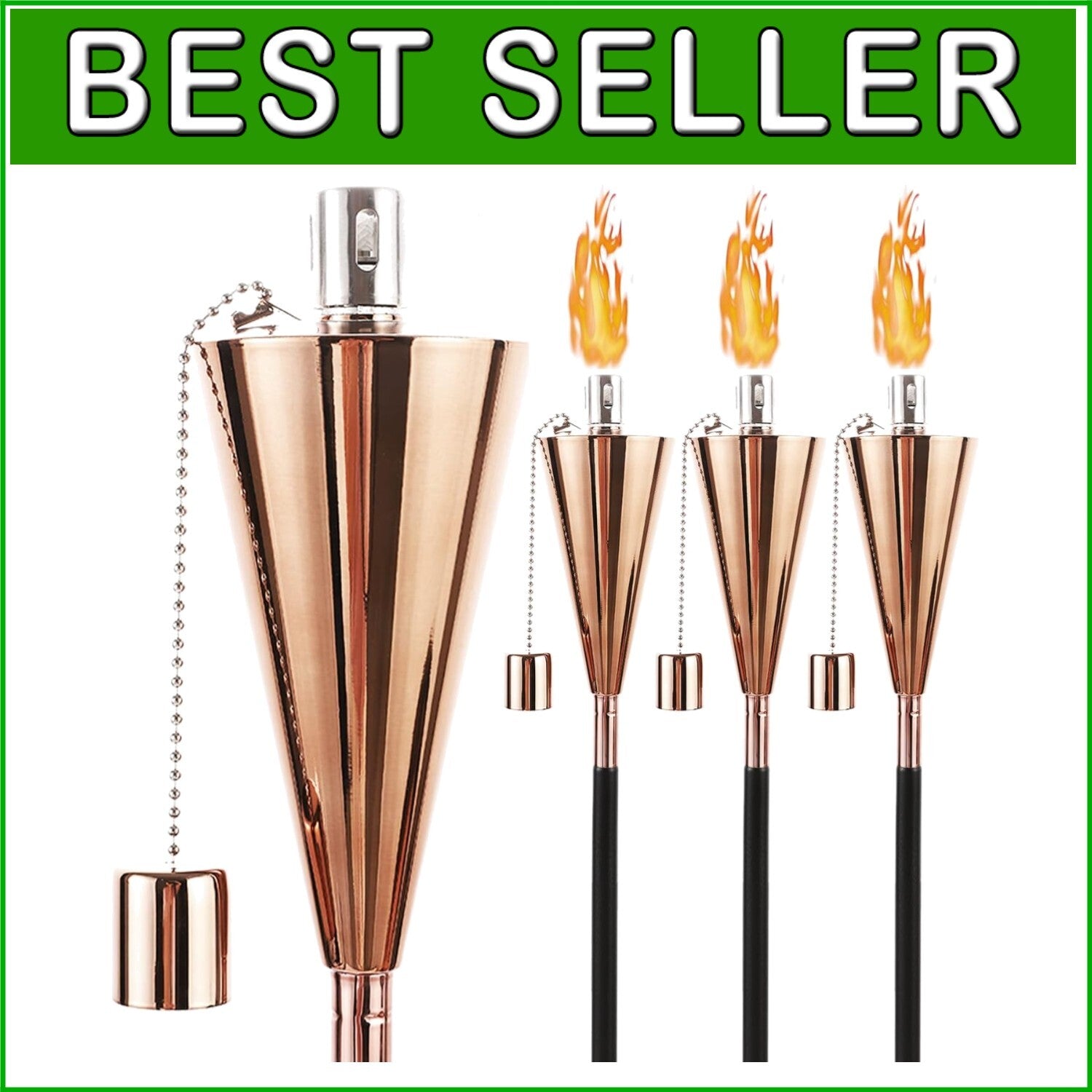 Elegant Stainless Steel Oil Torches for Garden - Set of 4 with 7-Hour Burn Time