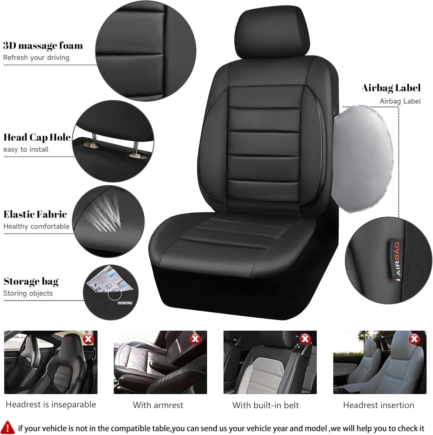 Fashionable Universal Fit Leather Seat Covers with Full Coverage Protection