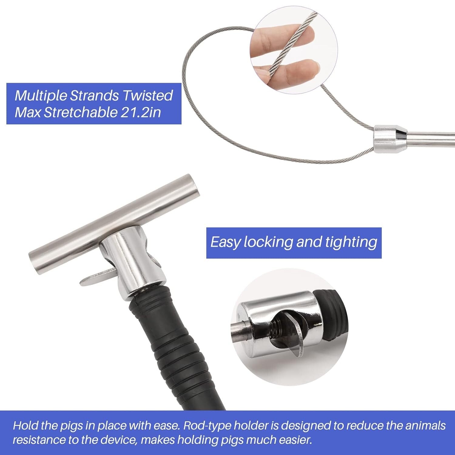 Premium Adjustable Animal Control Pole with Locking Noose for Livestock and Dogs