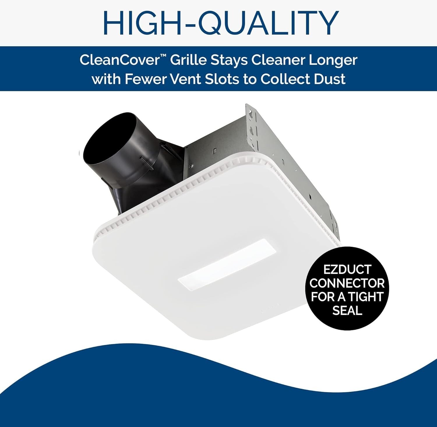 Quiet 80 CFM Ventilation Fan with LED Light and CleanCover - Ideal for Bathrooms