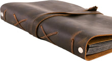 Load image into Gallery viewer, Vintage Dark Brown Leather Scrapbook with 3-Ring Binder - Elegant Memory Keeper