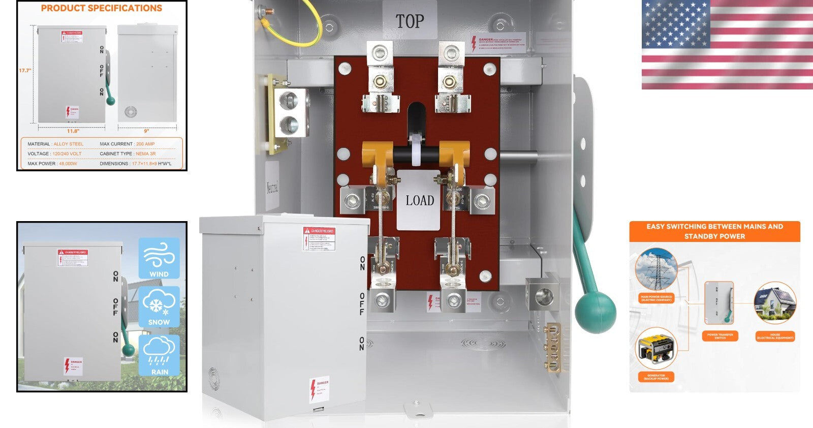 Flexible Installation 48000W Transfer Switch - Safe Power Management Solution