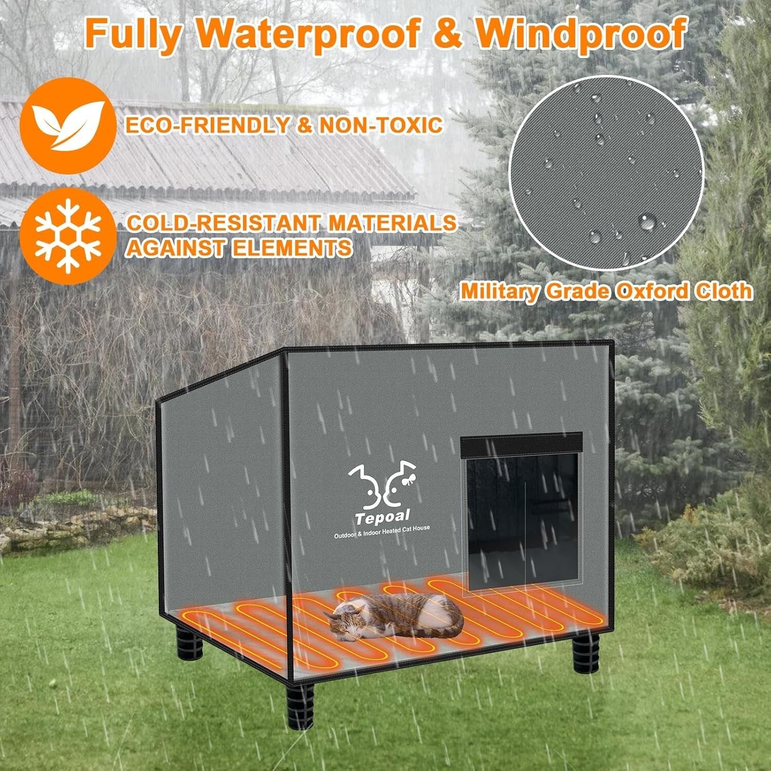 Spacious Insulated Outdoor Cat House - Weatherproof with Heating Comfort 20x16