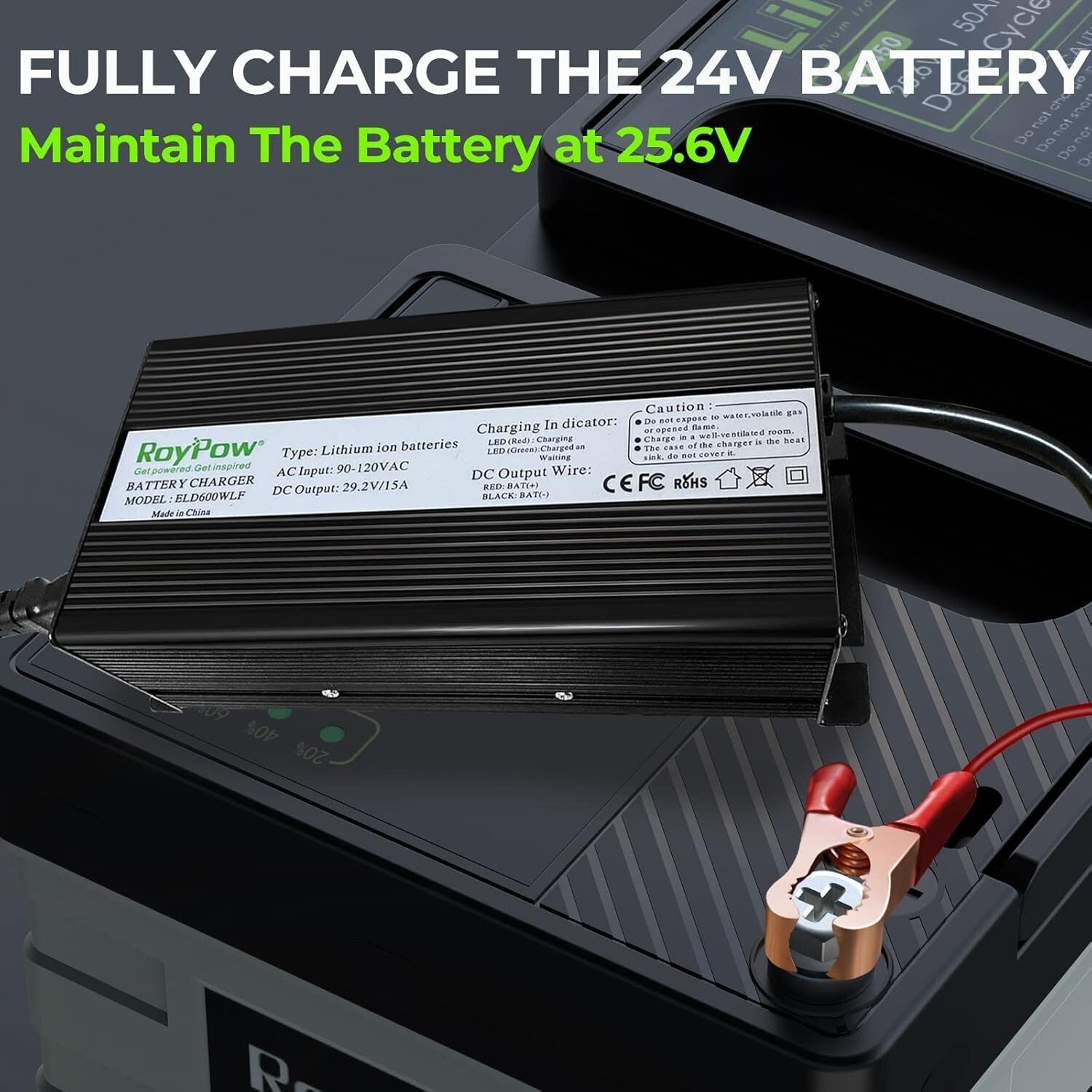 29.2V LiFePO4 Battery Charger 15A - Smart Safety Features for Reliable Charging