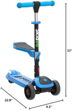 Load image into Gallery viewer, 3-Wheel Blue Kick Scooter for Toddlers - Adjustable Handlebar &amp; Fun Lights